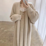 Mojoyce Y2k Cardigans Knit Sweater Women Autumn Winter E-Girl Maxi Loose Soft Coat Black White Pink Long Knitted Jacket Cardigan Sweater