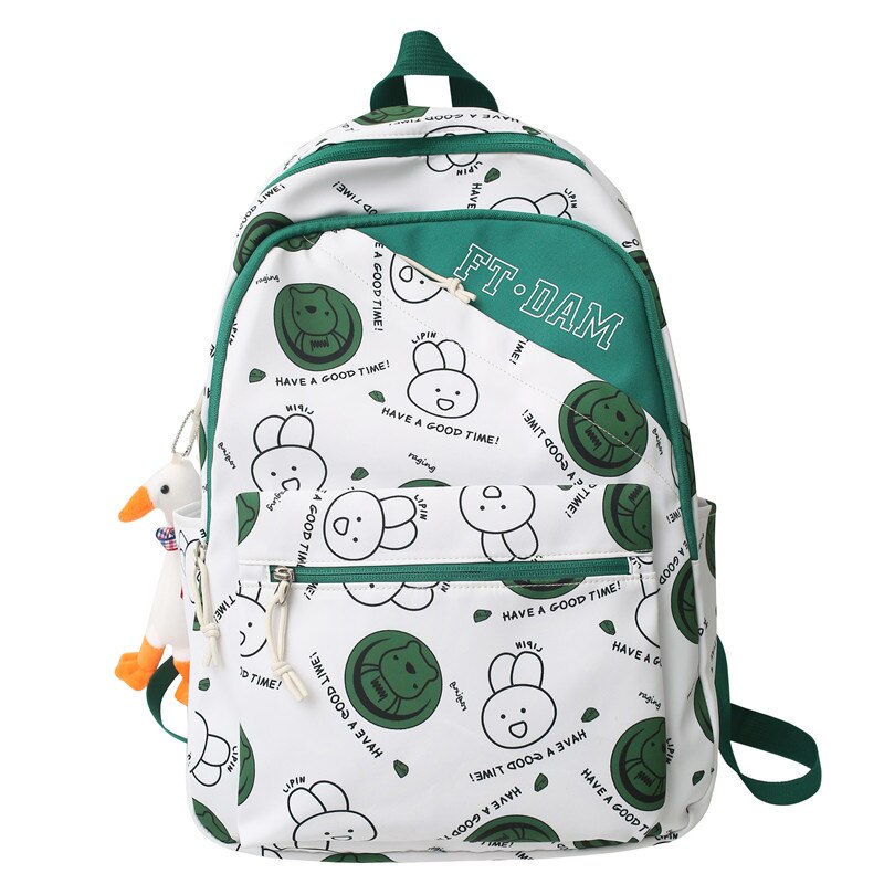 Back to School New Women Cartoon Print Cute School Bag Girl Travel Nylon Book Backpack Lady Harajuku Bag Fashion Female College Backpack Laptop