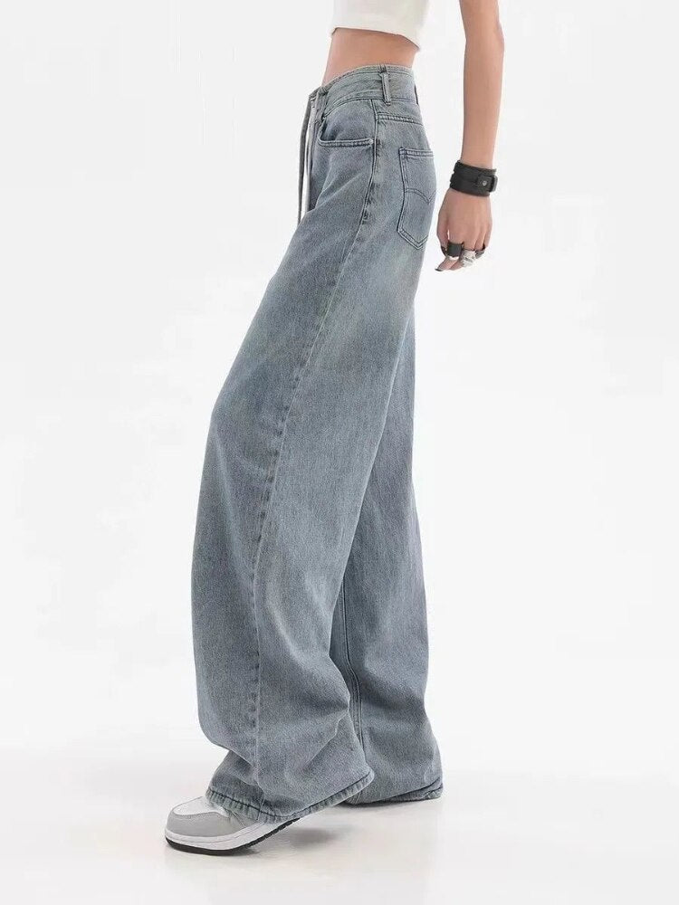 Mojoyce 2023 Women Hip Hop Harajuku Kpop Baggy Jeans Oversize Wide Leg Boyfriend Denim Pants Female Loose Trousers Vintage Streetwear