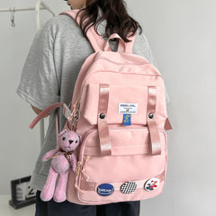 Back to School Ladies Pink Waterproof Kawaii Bags Girl Travel Harajuku Book Backpack Female Laptop College Packet Fashion Women Nylon SchoolBag