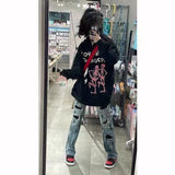 Mojoyce Skeleton Korean Fashion Graphic Sweatshirts Oversized Zip Up Hoodie Jackets Women Gothic Grunge Harajuku Y2k Streetwear Clothes