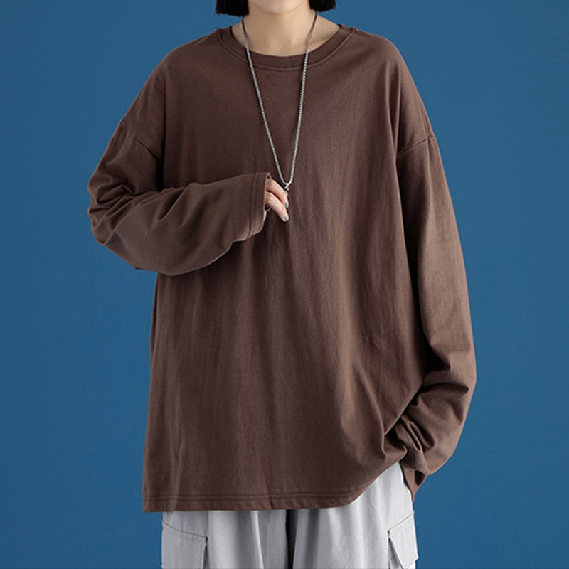 Mojoyce 2022 Autumn Long Sleeve T-Shirt Women Basic Tee Shirt Oversize T Shirt Women Casual O-Neck Women Tshirt