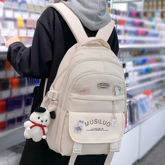 Back to School Trendy Girl Waterproof Travel Badge Book Backpack Ladies Kawaii College Backpack Fashion Women School Bag Cute Female Laptop Bag