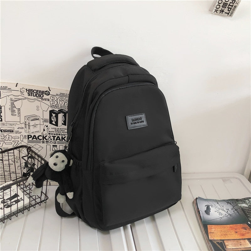 Women's Backpack Solid Color Female Multi-pocket Casual Woman Travel Bag High Quality Schoolbag for Teenage Girl Book Knapsack