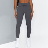 Mojoyce Fitness Women Yoga Pants Seamless Sport Leggings Women Ribbed Drawstring Gym Clothing Workout Running Tights Leggings