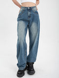 Mojoyce High Waist Women's Low Rise Y2K Jeans Woman Streetwear Wide Leg Pants Punk Hip Hop Trousers Female Femme Denim Bagge Mom Jeans