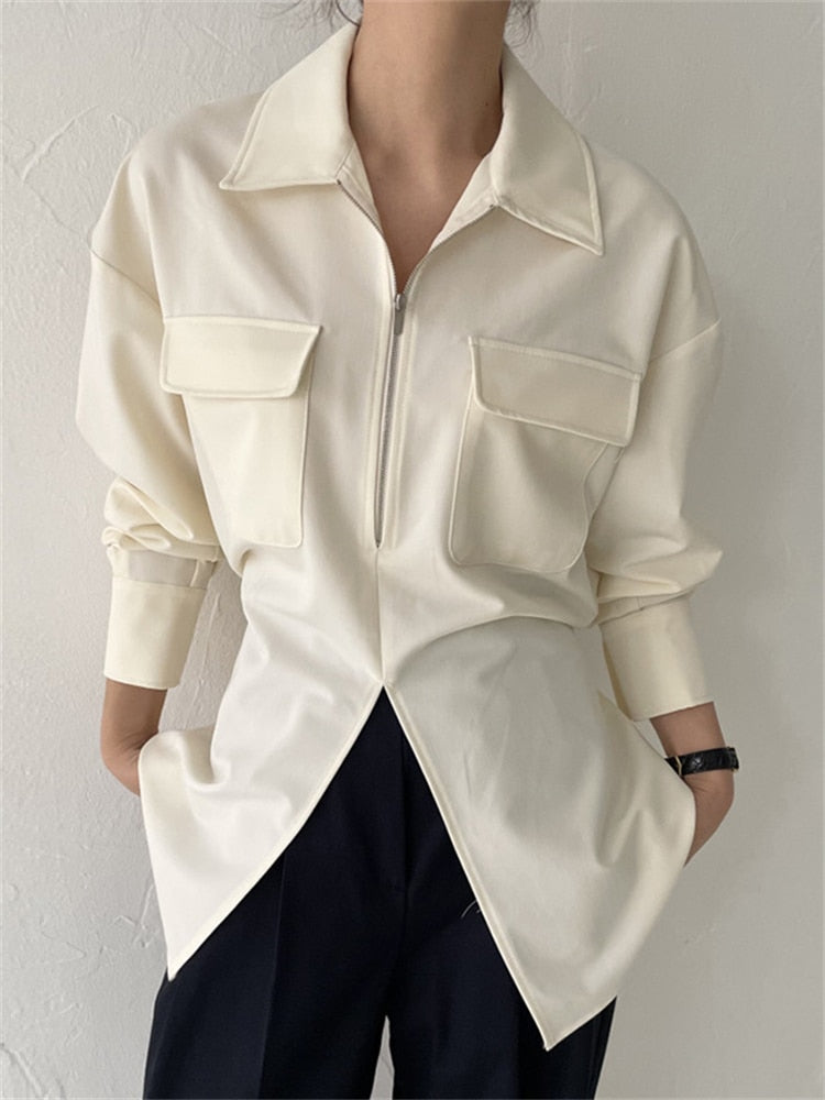 Mojoyce Blouse Women Blouses Spring White Long Shirt Female Maxi Blusas Casual Vintage Long Sleeve Cotton Oversize Loose