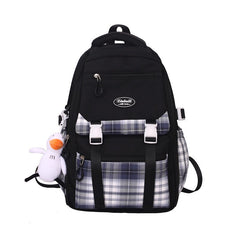 Back to School Ladies Lattice College Backpack Girl Cute Travel Student Bag Fashion Kawaii Female Laptop Backpack Trendy Women School Plaid Bag