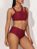 Mojoyce 2022 Sexy Asymmetric High Waist Bikini Female Swimsuit Women Swimwear Two-piece Bikini set Bather Bathing Suit Swim Lady
