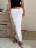 Mojoyce Summer Knit Long Skirt Women Sexy Holiday Party Beach Cove-Up Midi Skirts Dropped Waist See Through Wrap White Maxi Skirt