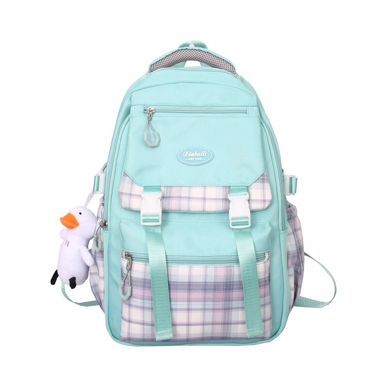 Back to School Ladies Lattice College Backpack Girl Cute Travel Student Bag Fashion Kawaii Female Laptop Backpack Trendy Women School Plaid Bag