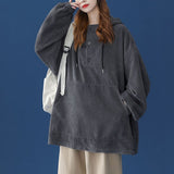 Mojoyce 2022 New Oversize Hoodies Women Pulovers Hooded Warm Loose Hoodie Women Corduroy Sweatshirts Female