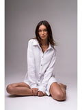 Mojoyce White Button Shirt Dress Homewear Comfort Casual Dress Long Sleeve Single Breasted Lapel Sexy Mini Length 2022 New
