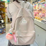 Back To School New Girl Plaid Kawaii Travel Book Backpack Lady Lattice Bag Fashion Female Cute Laptop Leisure College Backpack Women School Bag