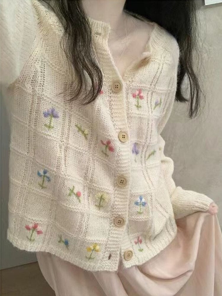 Mojoyce-A niche outfit for spring and autumn, Y2K outfit,Graduation gift,Mojoyce Floral Style Cardigan