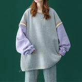 Mojoyce 2022 Spring Autumn Womens Hoodies Oversize Female Loose Patchwork Warm Women Sweatshirts Lady