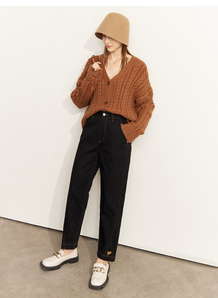Christmas Gift Mojoyce Cropped Cardigan Sweater Women 2022 Autumn Single-Breasted Fashion Loose Casual Vintage Knitted Tops