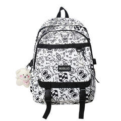 Back to School New Women Waterproof School Bag Girl Travel Cartoon Print Book Backpack Lady Laptop Harajuku Bag Female College Backpack Fashion