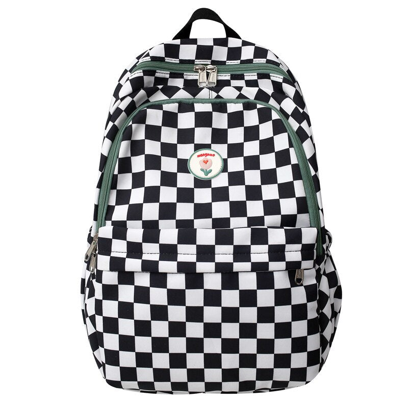 Back to School Fashion Waterproof Lady Cute Plaid Backpack Female College Leisure Girl Travel Lattice Book Backpack New Women Laptop School Bag