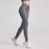 Mojoyce Ribbed Yoga Pants Women Seamless Push Up Sport Leggings Fitness Pants Tights Gym Workout Drawstring Scrunch  Legging
