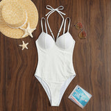 Mojoyce Solid White Sexy One-Piece Swimsuit For Women Sexy V-Neck Plain Monokini Push Up Swimwear 2022 New Beach Bathing Suit Beachwear