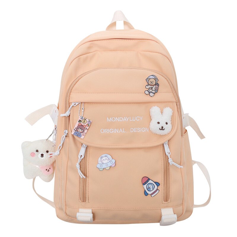 Back to School Trendy Lady Kawaii Badge College Backpack New Fashion Women School Bags Cute Girl Travel Book Backpack Female Laptop Student Bag