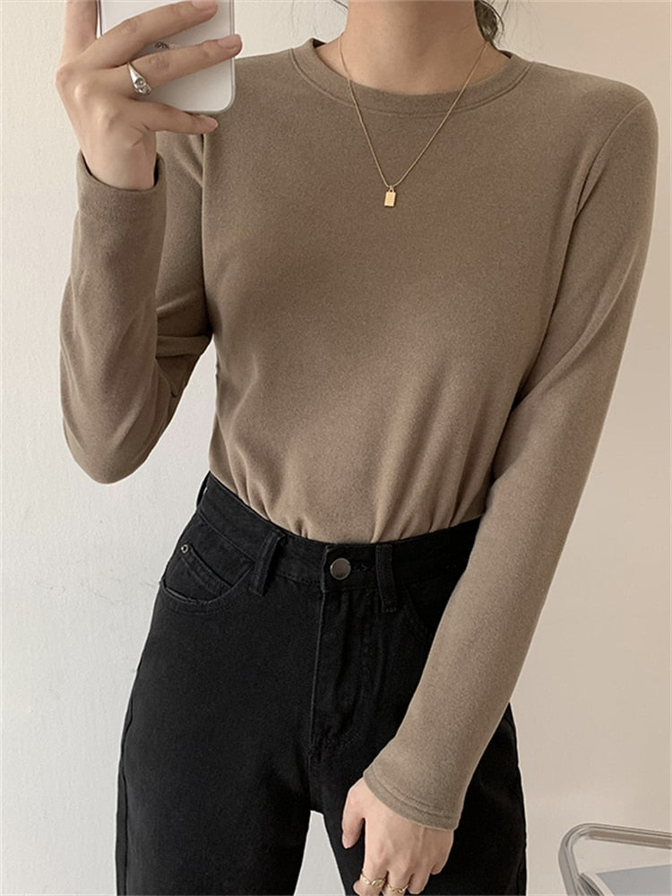 Mojoyce Winter Women Sweater T Shirt Women  Oversize T-Shirt Woman Clothes Female Tee Tops Pullover Long Sleeve Tube Knitted Tshirt Top