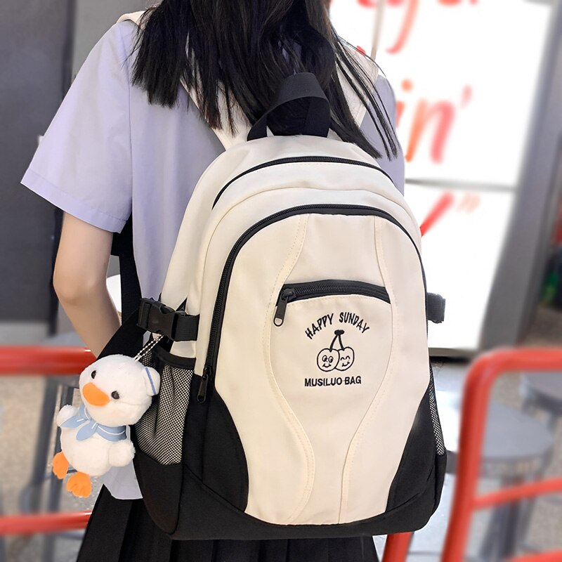 Back to School Trendy Women Waterproof Leisure Mesh College Backpack Girl Travel Nylon Book Bag Lady Laptop Student Fashion Female School Bag