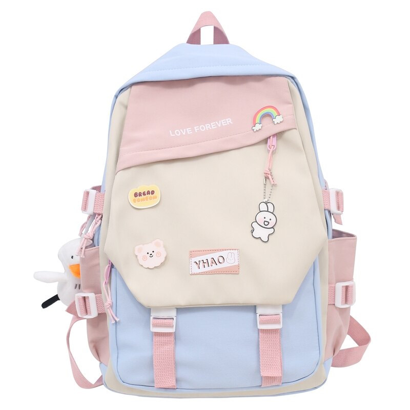 Back To School Fashion Lady Badge Kawaii College Backpack Girl Travel Trendy Nylon Book School Bag Women Cute Laptop Female Leisure Student Bag