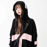 Mojoyce Goth Clothes Y2K Sweatshirt Oversized Zip Up Hoodie Women Retro Hiphop Harajuku Pocket Long Sleeve Cardigan Jacket Woman