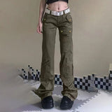 Mojoyce Low Waist Jeans Woman Pockets Trousers Baggy Denim Cargo Pants Straight Jeans Korean Fashion Jeans 90S Y2k Aesthetic Clothes