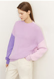 Christmas Gift Mojoyce Knitted Sweater Women Autumn 2022 New Warm Loose Fashion Mock Neck Panelled Splicing Chic Pullover Tops