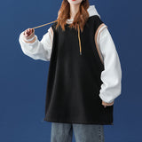 Mojoyce 2022 New Oversize Hoodies Women Pulovers Hooded Warm Loose Hoodie Woman Patchwork Sweatshirts Female