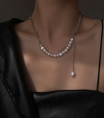 Mojoyce-PEARL DROPLET NECKLACE