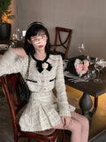 Mojoyce 2 Piece Dress Sets Women 2022 Autumn Office Lady Elegant Crop Jacket Coats + Mini Skirt Causal Chic Korean Fashion Blazers Suits