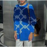 Mojoyce Casual Big Checkered Knitted Print Sweater Pullovers For Women 2022 New Spring Female Fashion O Neck Geometric Jacquard Jumpers