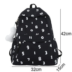 Back To School Girl Kawaii New Number Printing Trendy College Backpack Women Laptop SchoolBag Female Cute Backpack Fashion Lady Travel Book Bag