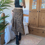 Mojoyce Vintage Skirts For Women Y2K Floral Print Aesthetic Long Skirt 90s High Waist Harajuku Grunge Dark Academia Midi Skirt Fall Outfits 2023