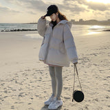 Mojoyce Streetwear Oversize Hooded Warm Women's Winter Jacket Solid Color Parka Fashion Casual Winter Coats For Woman