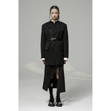 Mojoyce Vintage Designer Split Skirt Women Casual Outwear Slim Chic Korean Skirt Female High Street Button Black Gothic Y2k Clothes 2022