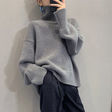 Mojoyce 2023 New Autumn And Winter Thick Cashmere Sweater Women High Neck Pullover Sweater Warm Loose Knitted Base Sweater Jacket Tops