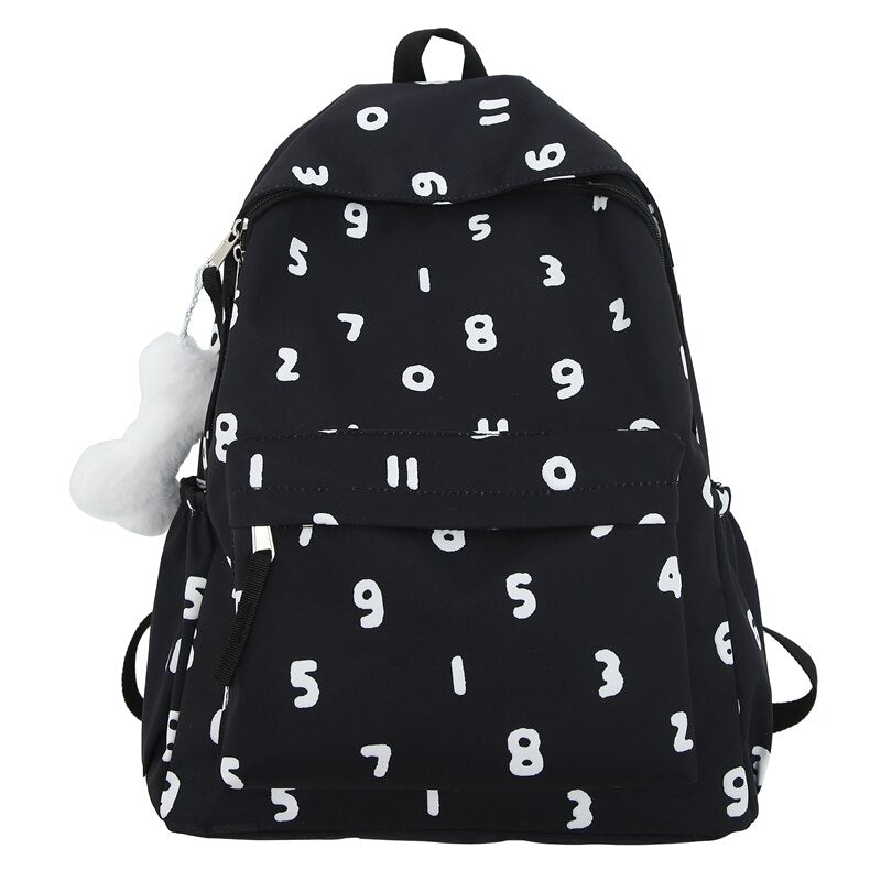 Back To School Girl Kawaii New Number Printing Trendy College Backpack Women Laptop SchoolBag Female Cute Backpack Fashion Lady Travel Book Bag