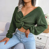 Mojoyce Tossy Knit Twist Pullover Women 2022 Autumn New Fashion Tops Long Sleeve Oversized Sweater High Street Off-Shoulder Knitwear