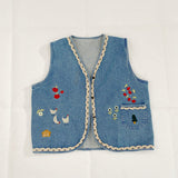 Mojoyce-A niche outfit for spring and autumn, Y2K outfit,Graduation gift,Mori Girl Embroidery Denim Waistcoat