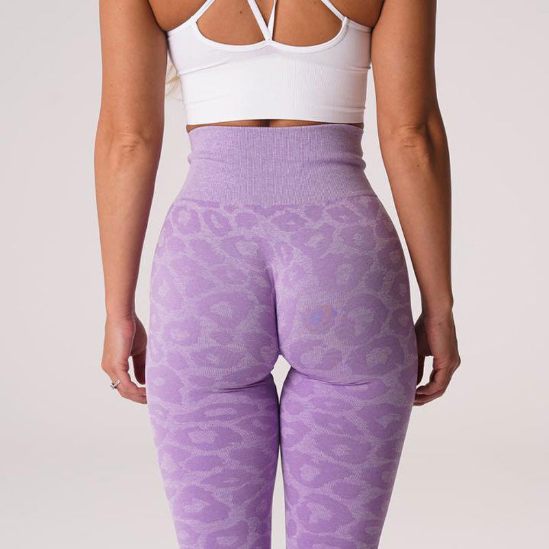 Mojoyce Leopard Spot Leggings Women Fitness Yoga Pants High Waist Push Up Tights Gym Clothing Seamless Workout Running Legging Pants