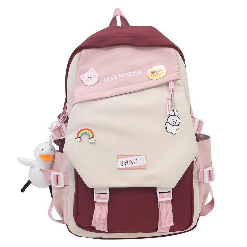Back To School Fashion Lady Badge Kawaii College Backpack Girl Travel Trendy Nylon Book School Bag Women Cute Laptop Female Leisure Student Bag