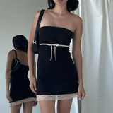 MOJOYCE-Women Summer Sexy y2k Fairy Dress Casual Loose Dress Strapless Lace Sheath Dress