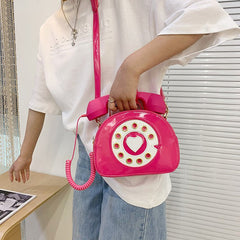 MOJOYCE-Telephone Shaped PU Leather Shoulder Bag