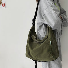 MOJOYCE-Washed Large Canvas Crossbody Bag