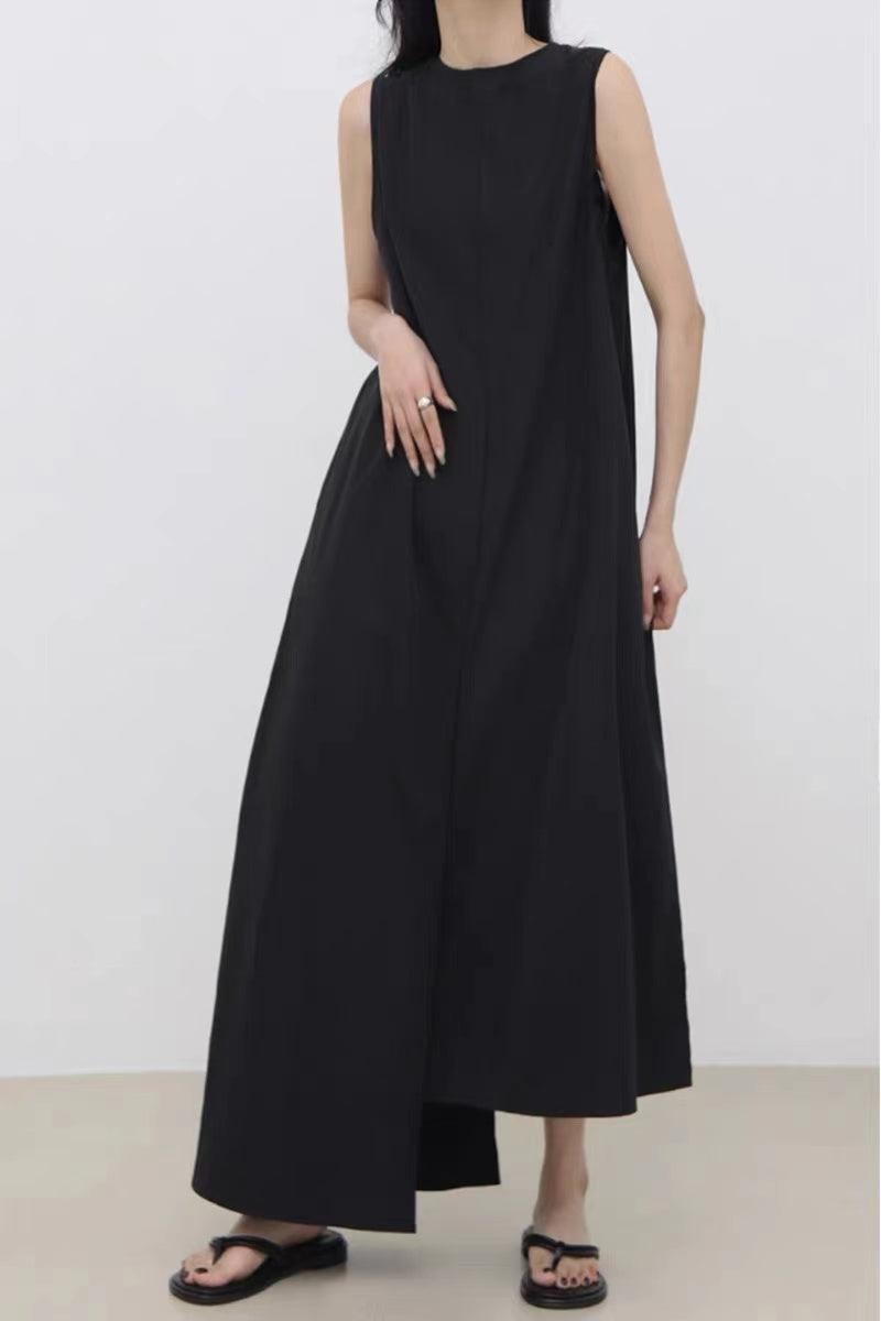 Mojoyce-Original Solid Color Irregular Long Dress